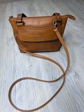 Fossil Genuine Leather Brown Crossbody Organizer Bag